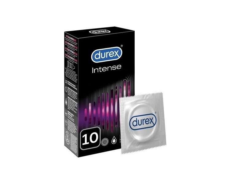 Durex Intense Condoms Ribbed and Dotted with Stimulating Gel for Intense Female Satisfaction 10 Condoms