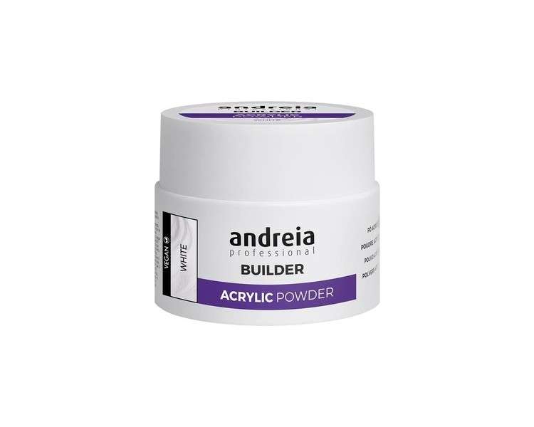 Andreia Professional White Acrylic Building Powder for Nail Extensions 35g Long-Lasting Self-Leveling