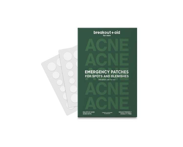Breakout+Aid Ultra Thin Pore Cleansing Patches for Localized Acne Treatment for Men with Salicylic Acid - 48 Patches in 3 Sizes