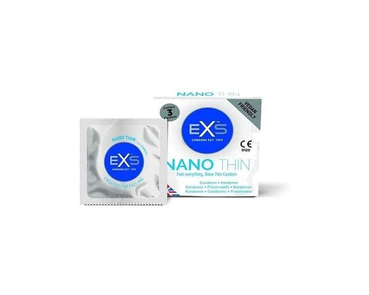 EXS Nano Thin Condoms 3 Pack 0.04mm Thin - Natural Feel and Perfect Heat Transfer