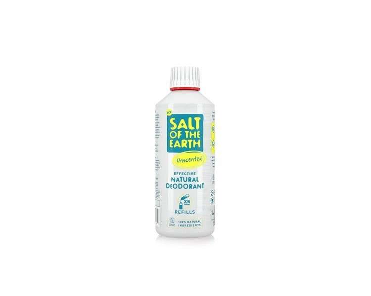 Salt Of The Earth Natural Refillable Deodorant Spray Unscented Vegan Long-Lasting Protection - 500ml