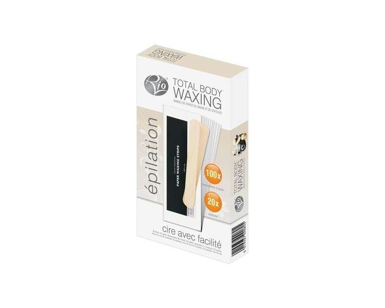 Rio Total Body Waxing Paper Wax Strips with Spatulas