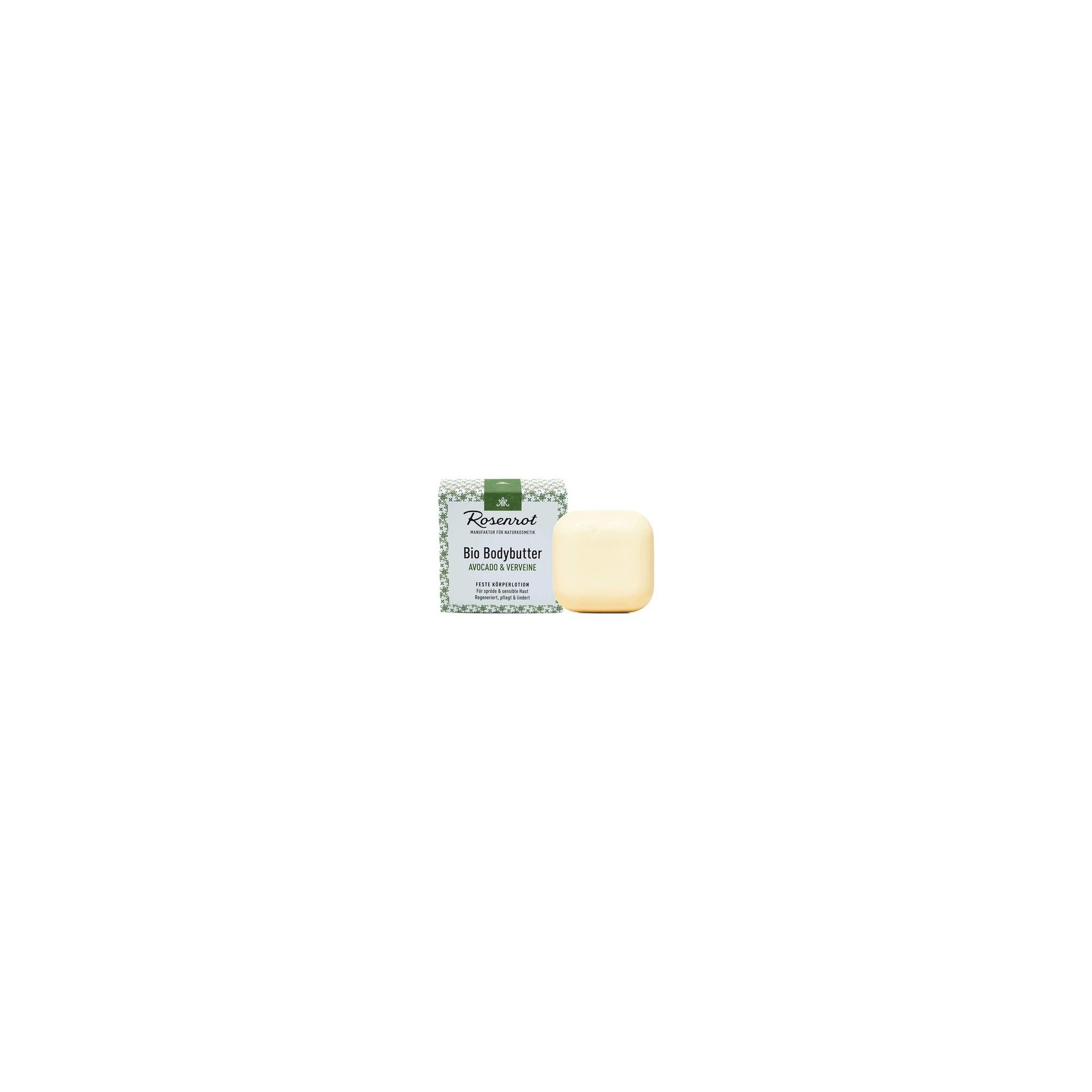 Rosenrot Naturkosmetik Bio Bodybutter Avocado & Verveine 70g - For Dry and Sensitive Skin - Regenerates, Nourishes and Soothes