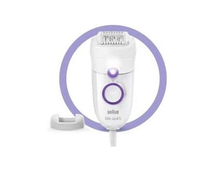 Braun Silk-épil 5 Women's Epilator with Speed Settings and Comfortable Hair Removal - White and Purple