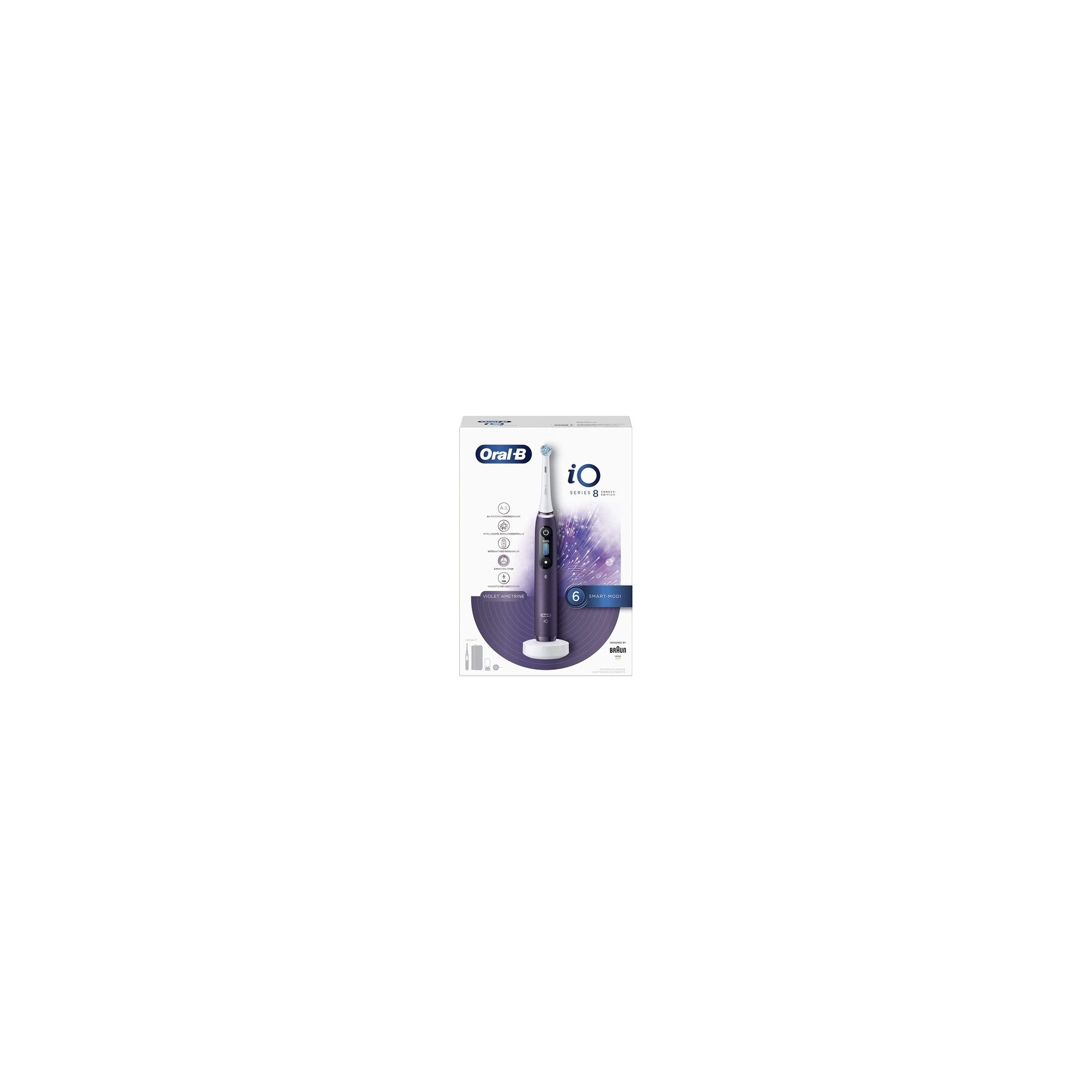 Oral-B iO Series 8 Electric Toothbrush with 6 Cleaning Modes and Magnetic Technology - Special Edition Violet Parametrine