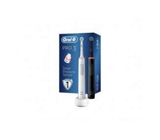 Oral-B PRO 3 3900 Electric Toothbrush with 3 Cleaning Modes and Visual 360° Pressure Control - Twin Pack White/Black