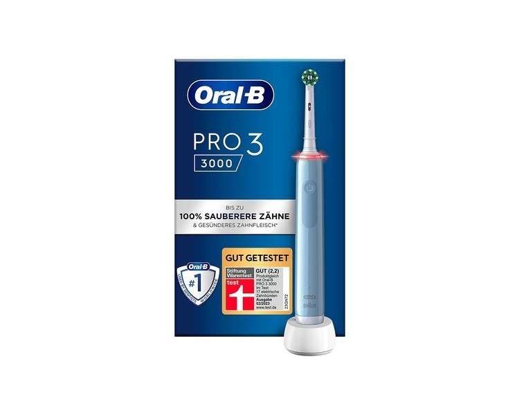 Oral-B PRO 3 3000 CrossAction Electric Toothbrush with 3 Cleaning Modes and Visual 360° Pressure Control for Dental Care Blue