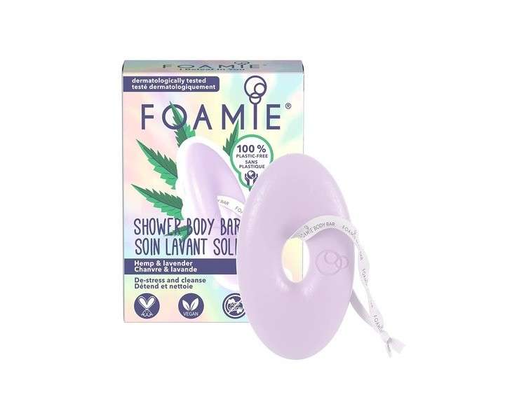 Foamie Solid Soap with CBD Oil and Lavender 80g - Vegan Body Moisturizing Soap with Massage Beads