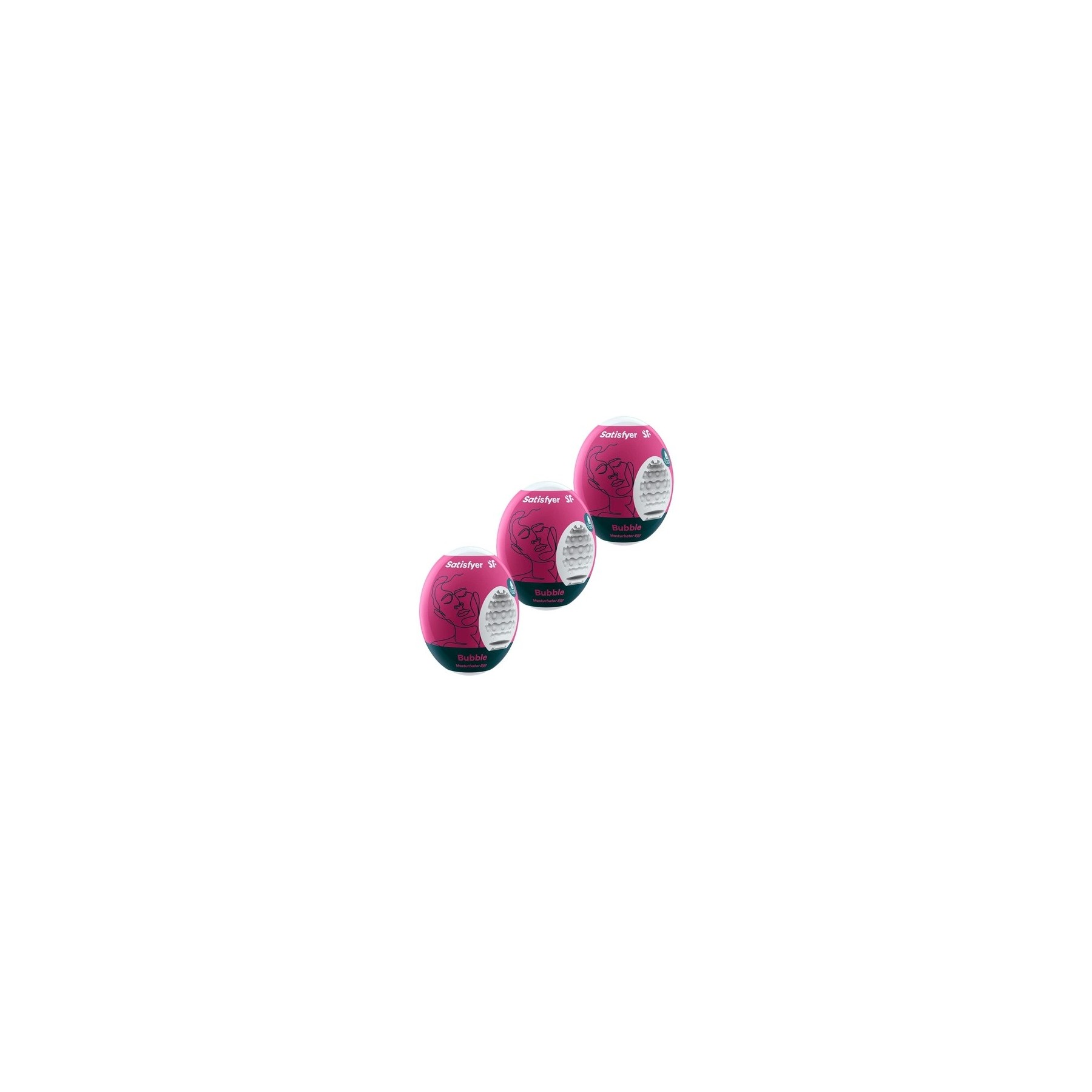 Satisfyer Masturbator Egg Riffle Texture Hydro-Active TPE - Bubble Style 3 Pack