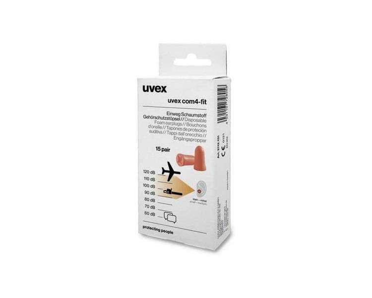 Uvex Com4-Fit Disposable Earplugs SNR 33dB 15 Pairs
