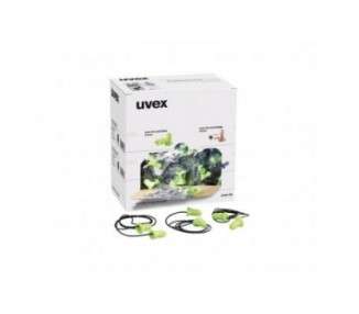 Uvex Hi-Com Earplugs with Cord 100 Pairs Lime