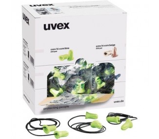 Uvex Hi-Com Earplugs with Cord 100 Pairs Lime