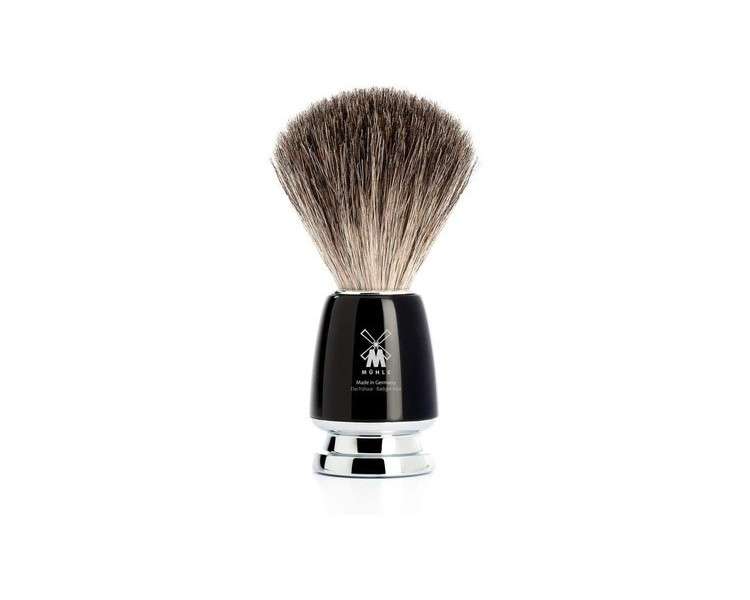 MÜHLE RYTMO Pure Badger Shaving Brush with Black Resin Handle and Metal Accents Black Resin