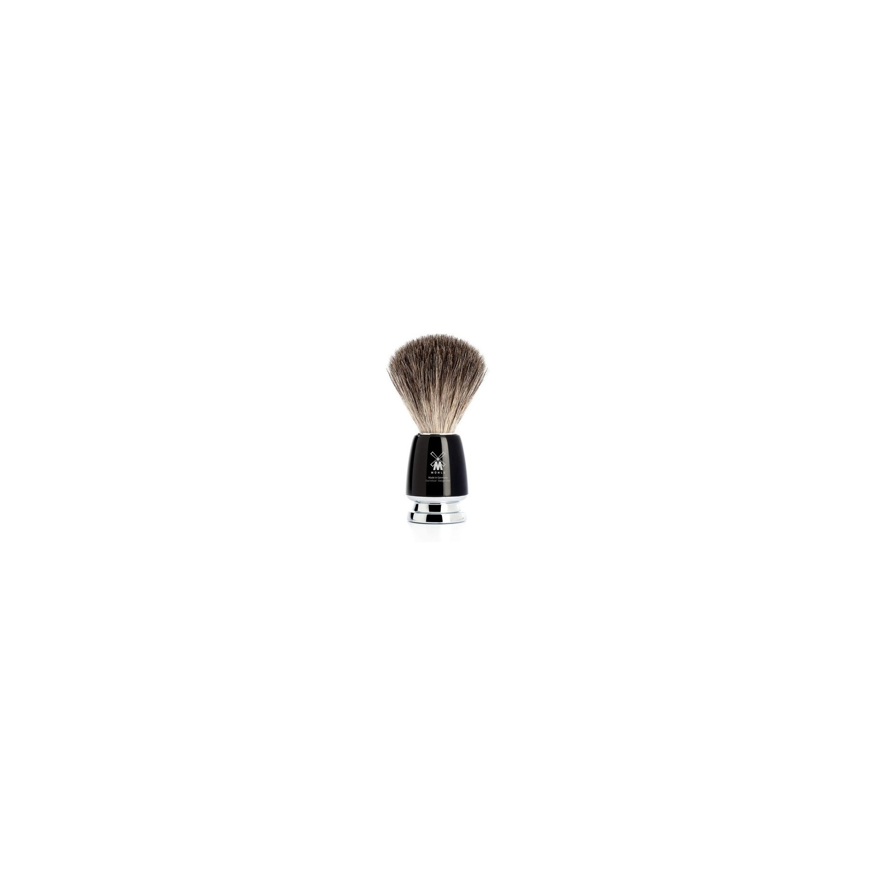 MÜHLE RYTMO Pure Badger Shaving Brush with Black Resin Handle and Metal Accents Black Resin