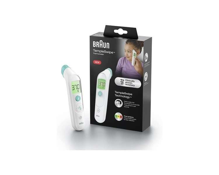 Braun TempleSwipe Forehead Thermometer with Color Coded Temperature Display BST200