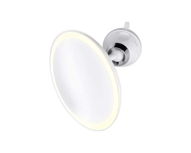 Medisana CM 850 Round Cosmetic Mirror with Strong Suction Cup and LED Lighting 19cm Diameter 5x Magnification