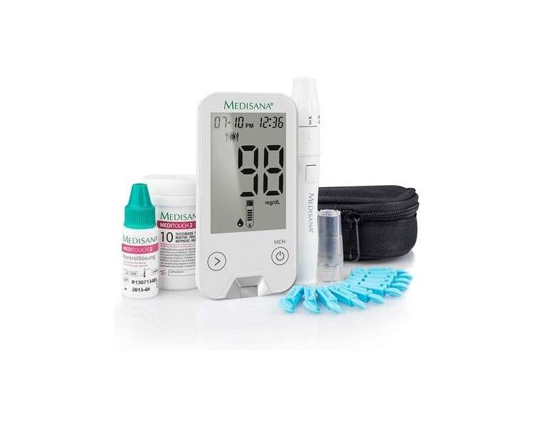 Medisana MediTouch 2 Blood Glucose Meter mg/dL with Test Strips and Lancets - Starter Set for Diabetics
