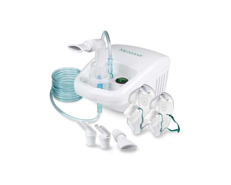 Medisana IN 500 Inhaler Compressor Nebulizer with Mouthpiece and Mask for Adults and Children - Extra Accessories and Long Hose
