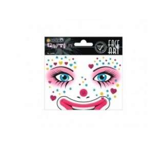 HERMA 15428 Face Art Sticker Clown Annie Temporary Glitter Face Paint for Carnival Halloween Kids and Adults