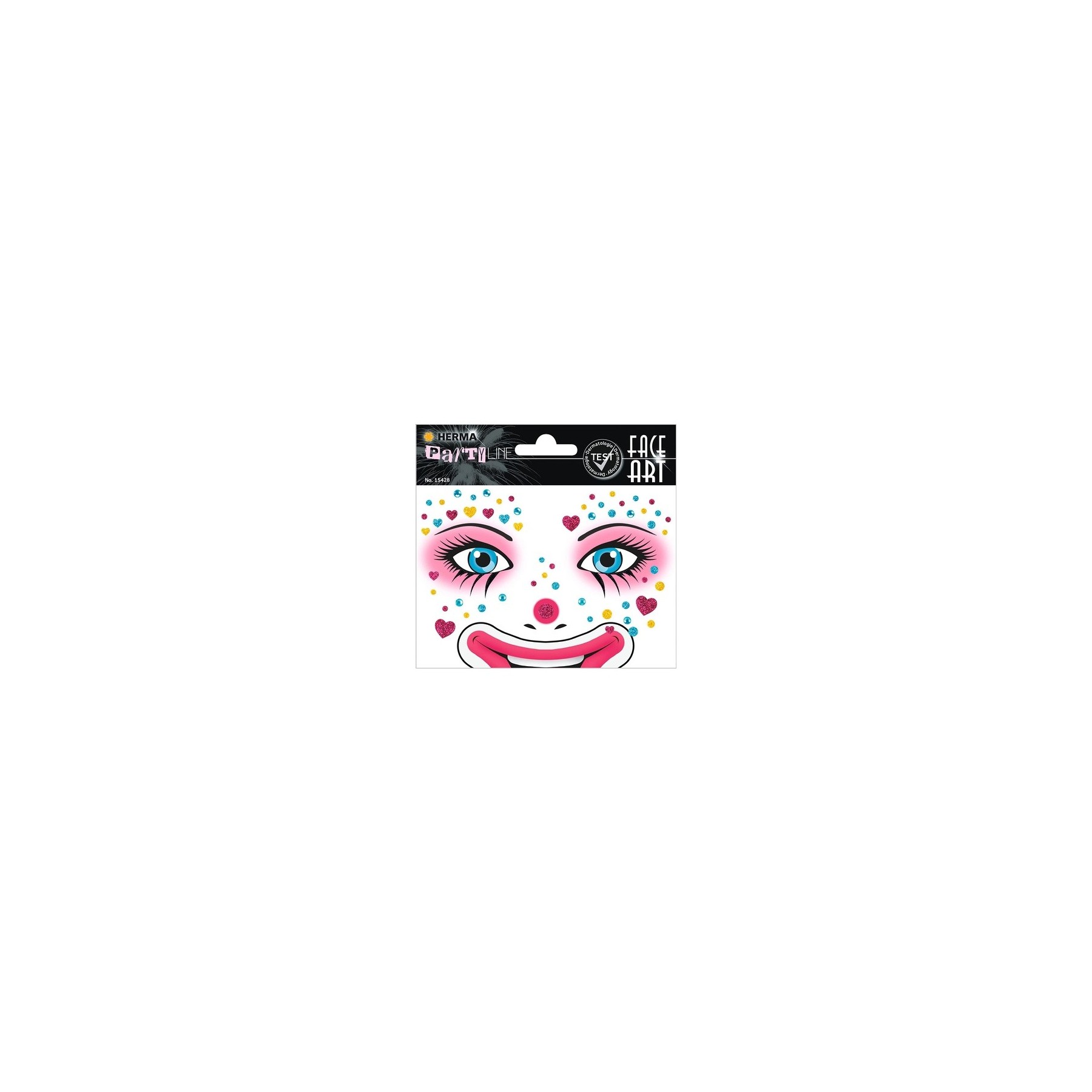 HERMA 15428 Face Art Sticker Clown Annie Temporary Glitter Face Paint for Carnival Halloween Kids and Adults