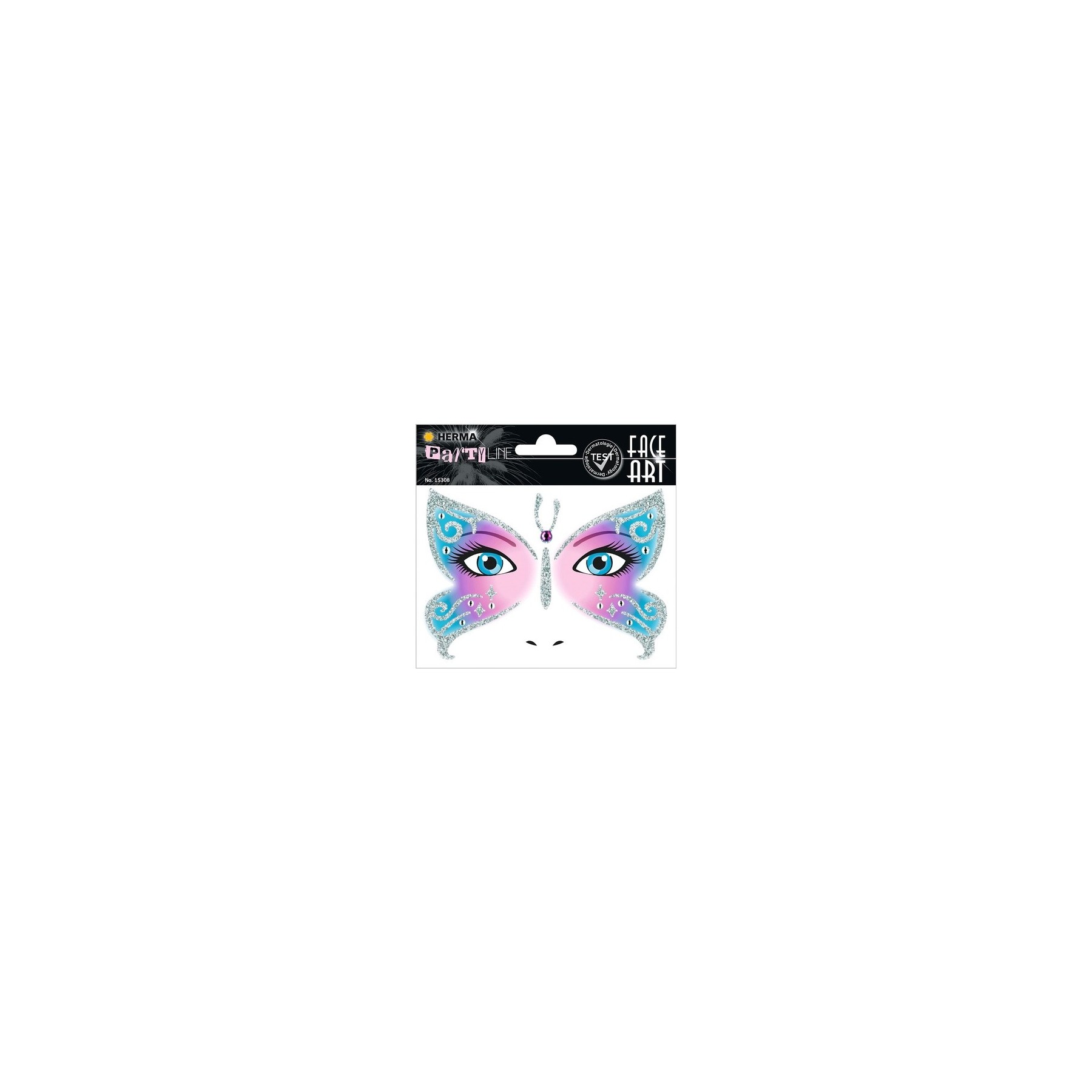 HERMA 15308 Face Art Sticker Butterfly Temporary Tattoos Glitter Face Paint for Carnival Halloween - Colorful