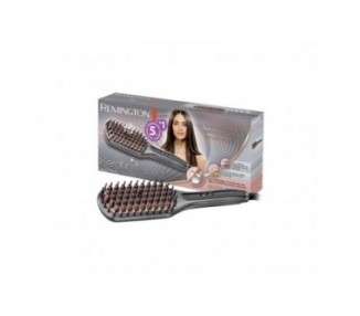 Remington Hair Straightener and Brush for Reduced Styling Time with Keratin-Ceramic Coating Enriched with Almond Oil, Digital Display, 150-230°C - Single
