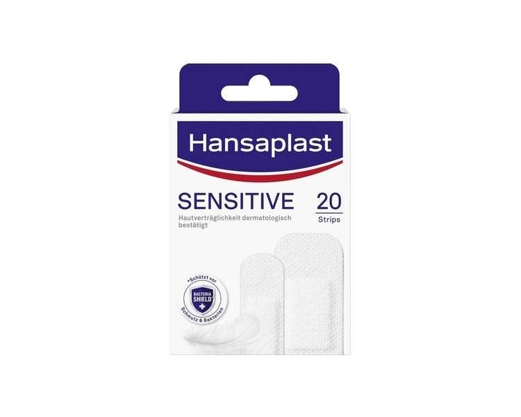 Hansaplast Sensitive Bacteria Shield Wound Plasters 20 Strips Light