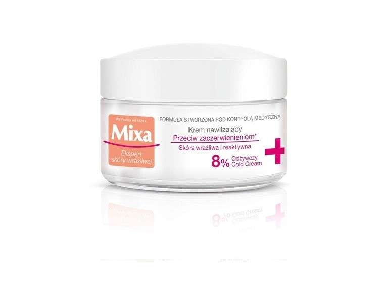 Mixa Moisturizing Face Cream with Cold Cream, Beeswax, and Oils - Light Formula, No Greasy Residue 50ml
