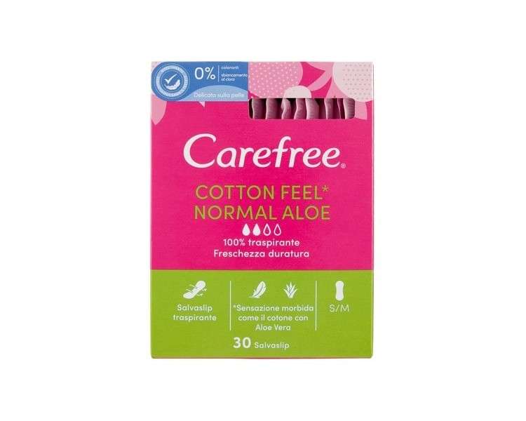Carefree Aloe Breathable Panty Liners with Natural Aloe Vera Freshness 30 Count