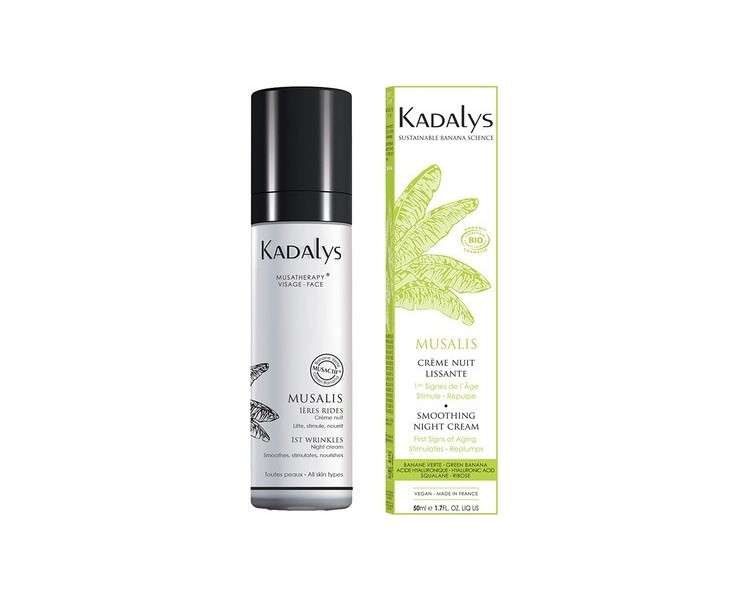 Kadalys Musalis Organic Face Smoothing Night Cream with Green Banana and Hyaluronic Acid 50mL - White