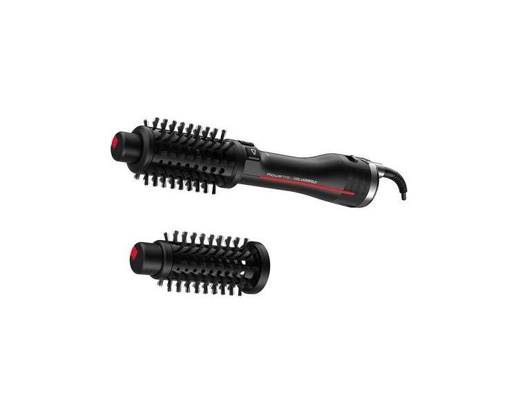 Rowenta x Karl Lagerfeld CF961L K/Pro Stylist Rotating Hot Air Brush with Shine-Boosting and Versatile Styling for All Hair Types - Black/Red