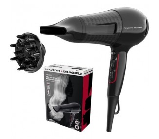 Rowenta x Karl Lagerfeld CV591L Powerline Hair Dryer 2100W with Ion Booster and Thermo Control - Black/Red