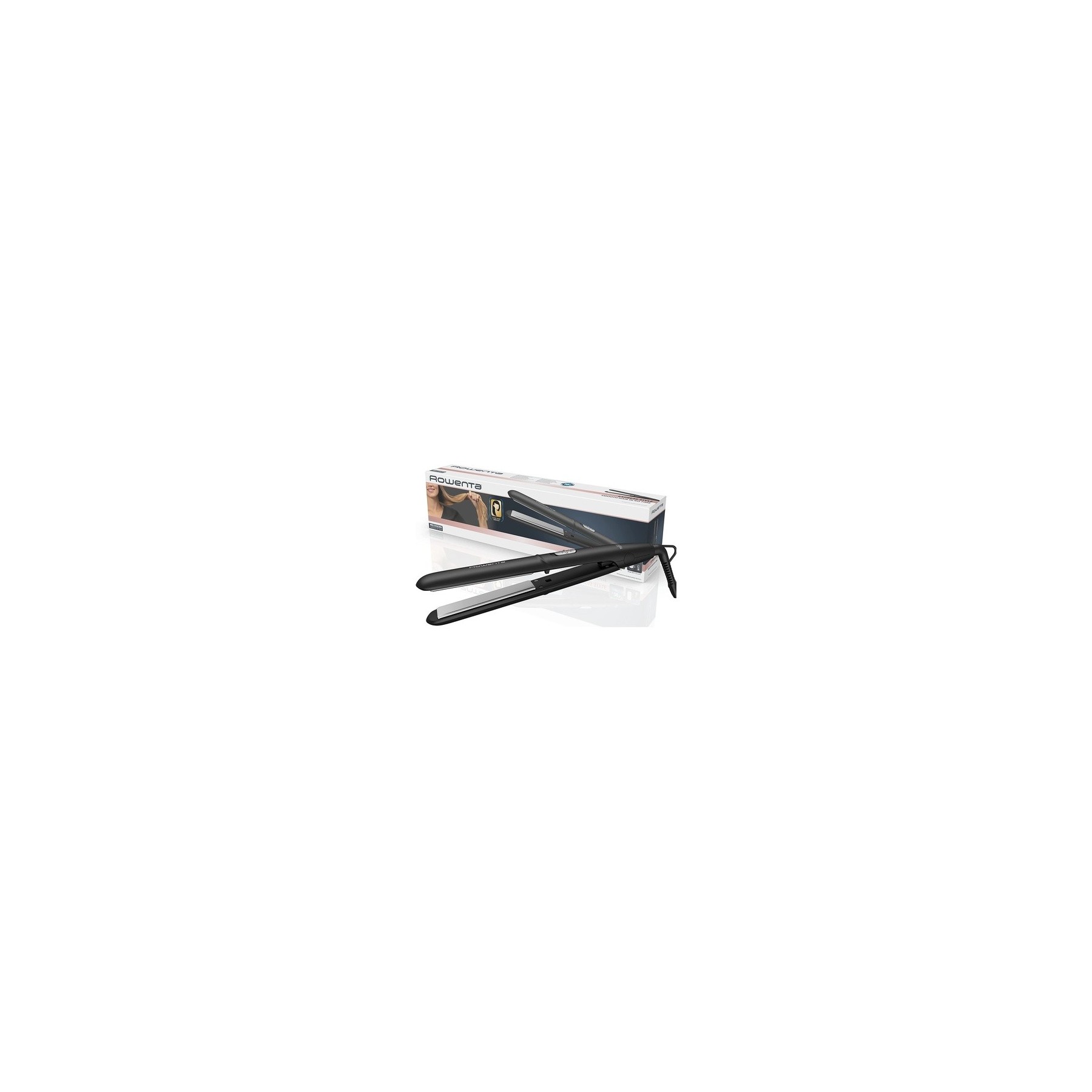 Rowenta SF1810 Express Style Hair Straightener with Ceramic Tourmaline Coating and Extra Long Plates - Black/Silver