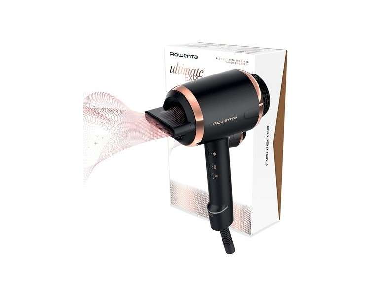 Rowenta CV9820 Ultimate Experience Hair Dryer with Digital Temperature Control and Motor - Black/Rose Gold