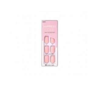 KISS imPRESS Color Gel Nail Kit Pick Me Pink with PureFit Technology - Includes Prep Pad Mini File Cuticle Stick and 30 Fake Nails