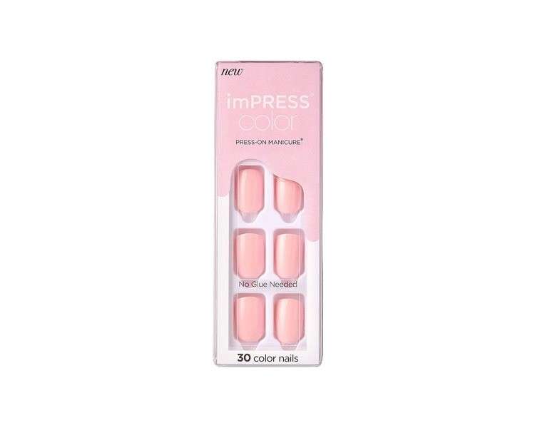 KISS imPRESS Color Gel Nail Kit Pick Me Pink with PureFit Technology - Includes Prep Pad Mini File Cuticle Stick and 30 Fake Nails