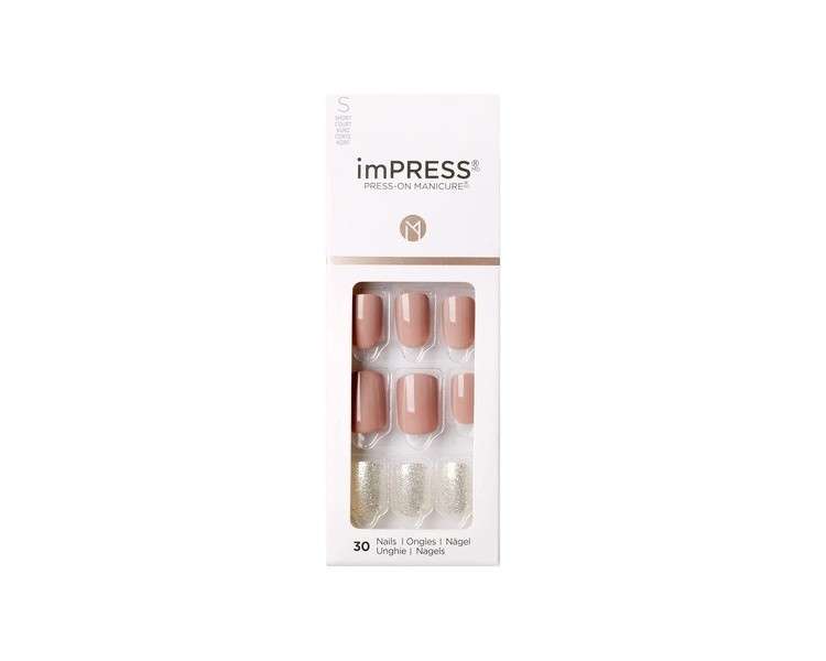 KISS imPRESS Press-On Manicure One More Chance Short Length Square with PureFit Technology - 30 Fake Nails