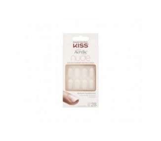 KISS Salon Acrylic Nude French Fake Nails Sensibility Long Length DIY Manicure Kit 28 Nails
