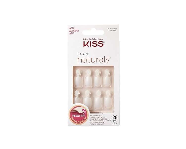 Kiss Salon Naturals Double Take Artificial Nails with Glue 28 Nails White - 32g