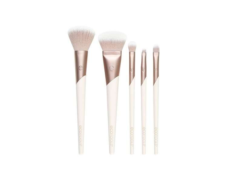 EcoTools Luxe Natural Elegance Professional Makeup Brush Set for Face Cheek and Eye Makeup Pink 5 Piece Set