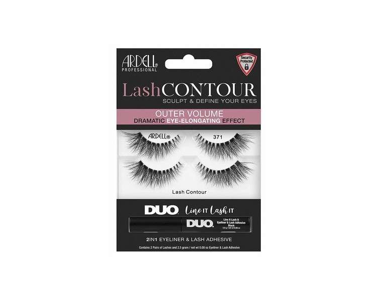 ARDELL Lash Contour Style 371 with DUO Line It Lash It Black Eyelash Glue - Pack of 2