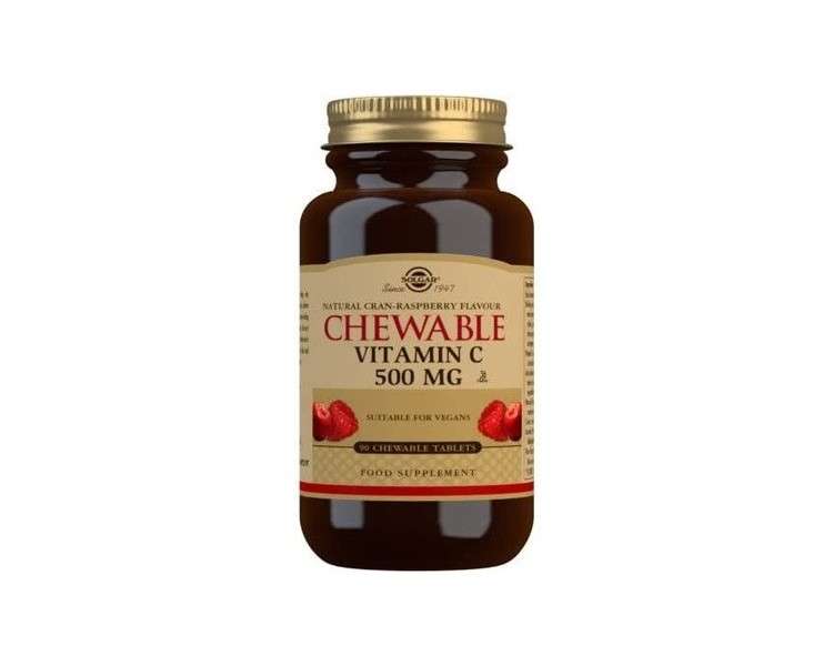Solgar Vitamin C 500mg Chewable Tablets Cran Raspberry Flavor 90 Servings 90 Count