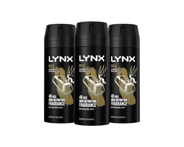 Lynx Gold Oud Wood & Dark Vanilla Deodorant Bodyspray 150ml