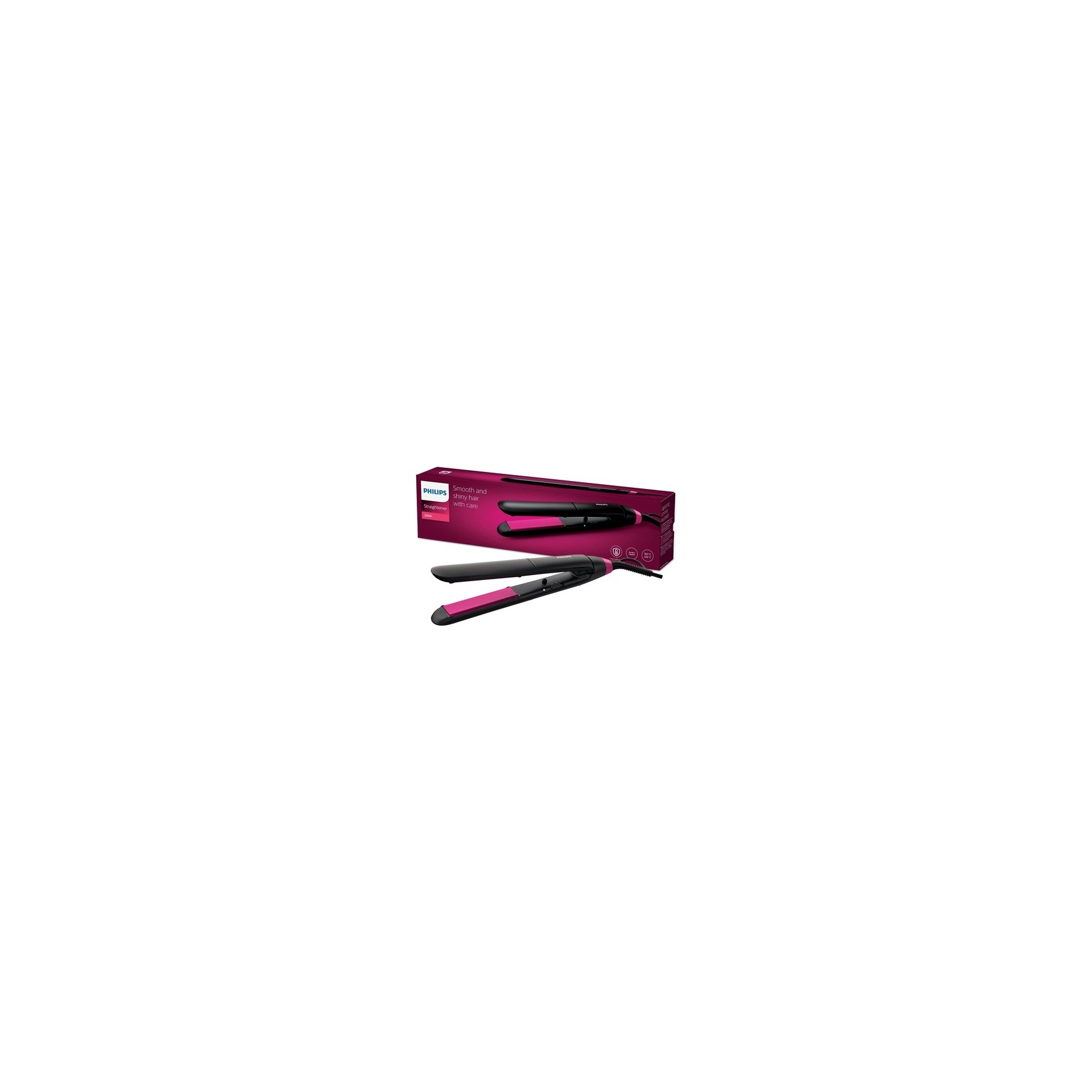 Philips Essential BHS375/00 Hair Styling Tool Straightening Brush Warm Black Pink 220°C