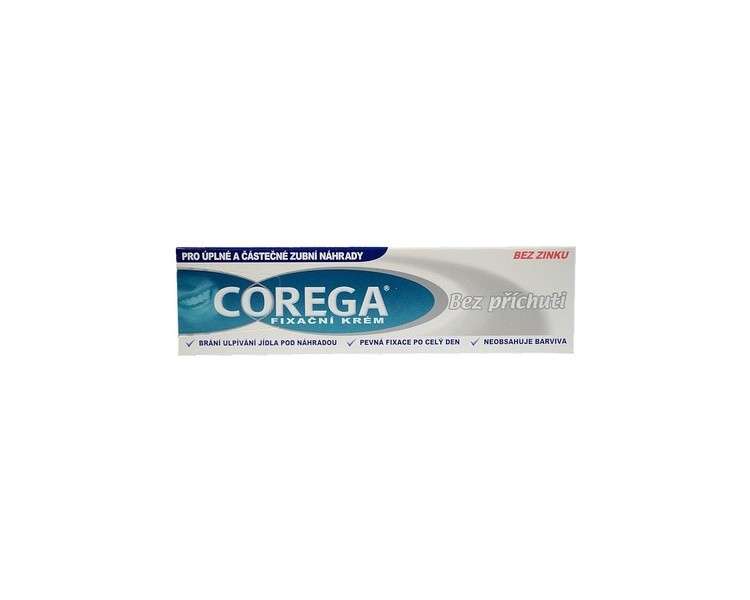 Corega Denture Adhesive Cream Flavorless Zinc Free 40g