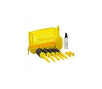 Termix Brushing Pack in 3 Steps Includes 5 Termix Hairbrushes, Serum For Split Ends, Detangling Paddle Brush and 2 Hair Clips - Yellow