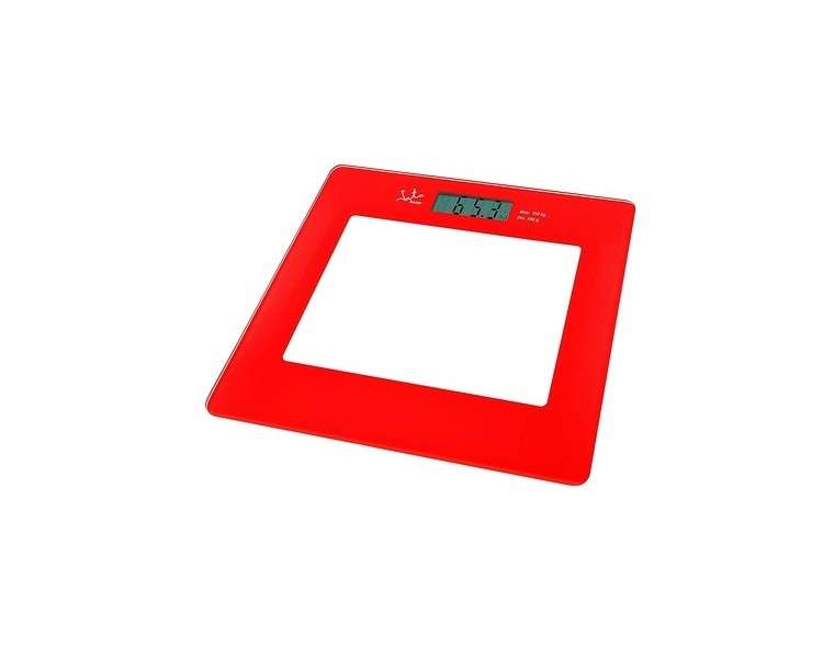 Jata 290R 290cm Electronic Bathroom Scale Made of Glass with LCD Display Stainless Steel Red