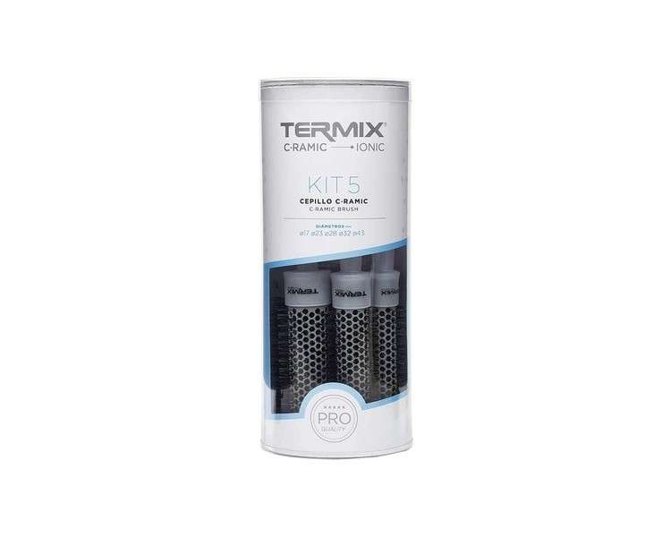 Pack Termix Ceramic Round Hairbrush with Latest Ceramic and Ionic Technology - Set of 5 Brushes Ø 17, 23, 28, 32, 43mm