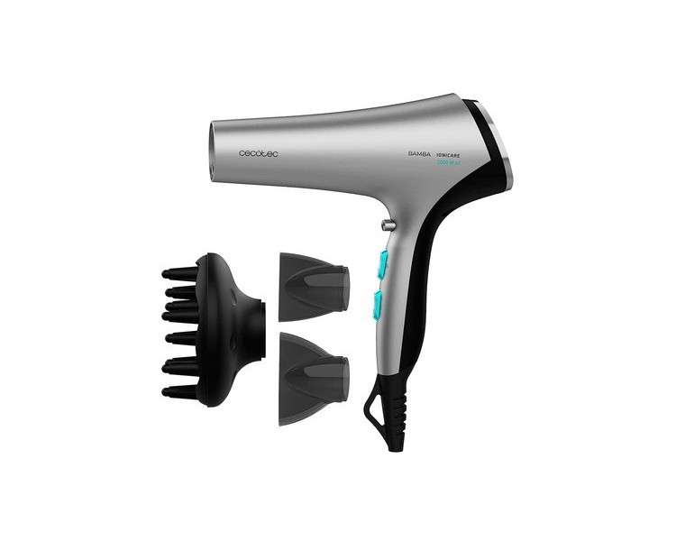 Cecotec Bamba IoniCare 5320 Flashlook Black Hair Dryer 2200W with Two Concentrators and a Diffuser Ion Technology 2.5m Cable Cold Air Function