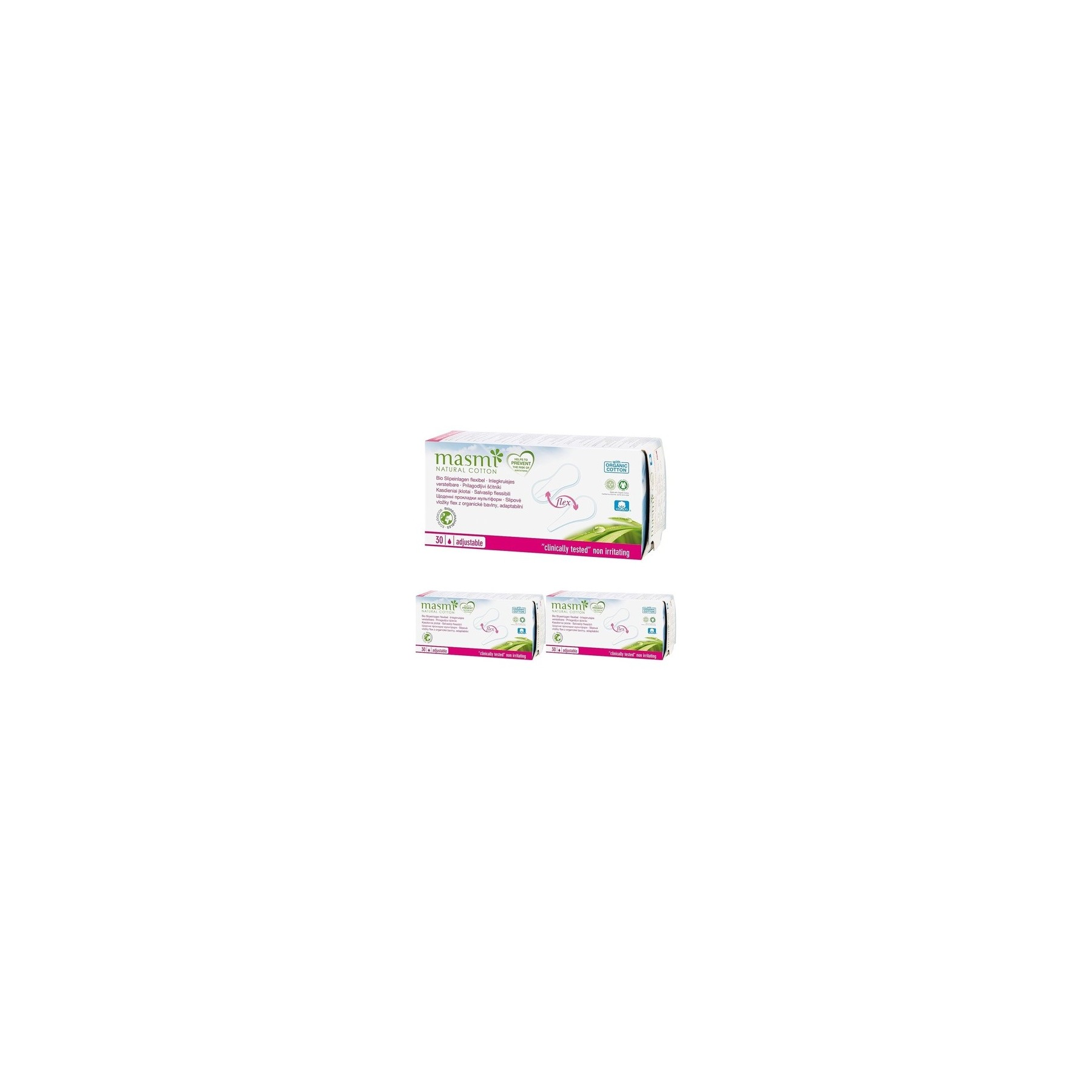 MASMI NATURAL COTTON Bio Panty Liners Flex 30 Pieces